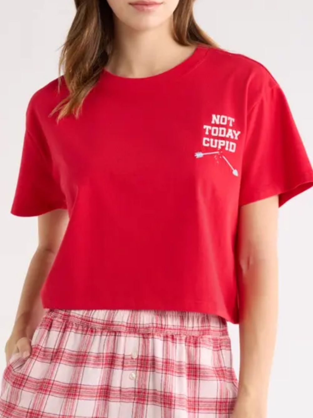 Open Edit Red 'Not Today Cupid' Graphic Tee
